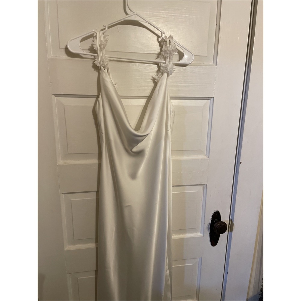 Long White Satin Dress‎ XL NEW Wedding Formal Beach Altar'd State